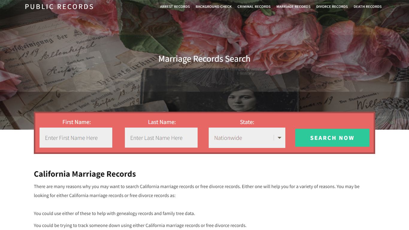 California Marriage Records | Enter Name and Search. 14Days Free